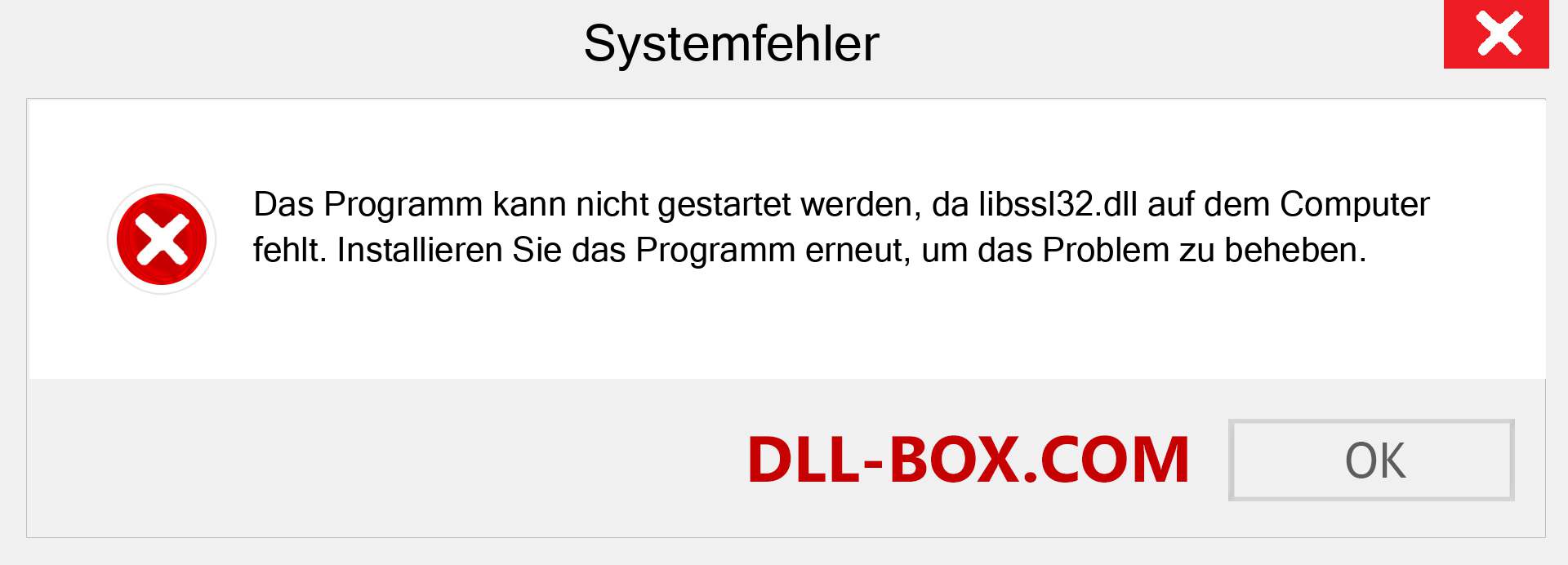 libssl32.dll-Datei fehlt?. Download für Windows 7, 8, 10 - Fix libssl32 dll Missing Error unter Windows, Fotos, Bildern